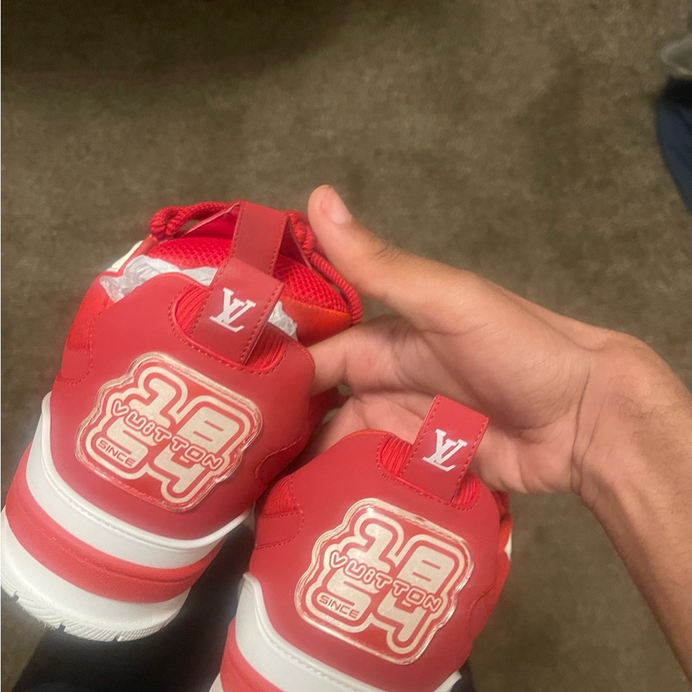 Louis Vuitton Red and White Sneakers - Picture 4 of 6
